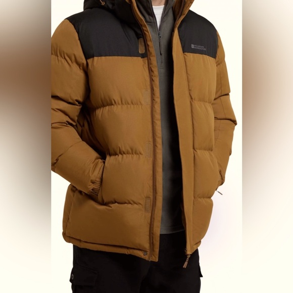Mountain warehouse tan black men’s snow man insulated puffer winter jacket Sz S - Picture 1 of 15